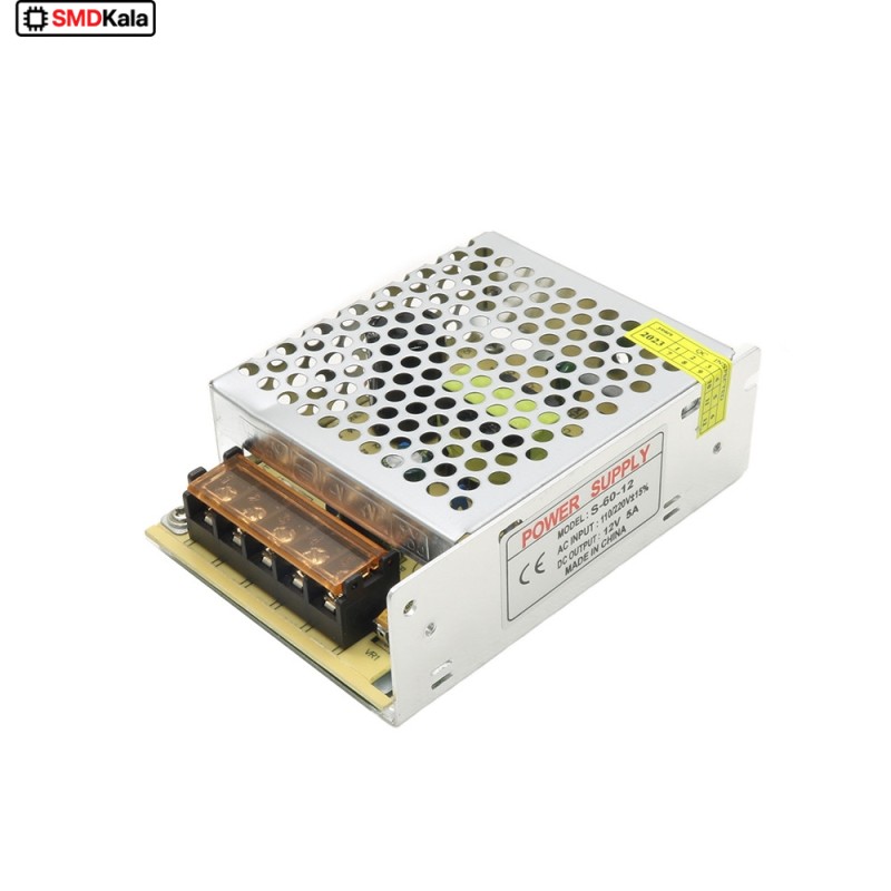 تغذیه سوئیچینگ فلزی 12 ولت 5 آمپر 12v-5A قاب کوچک