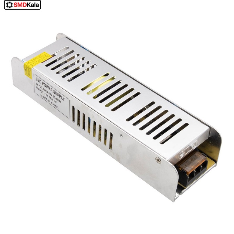 تغذیه سوئیچینگ فلزی 12 ولت 10 آمپر 12V-10A باریک Slim