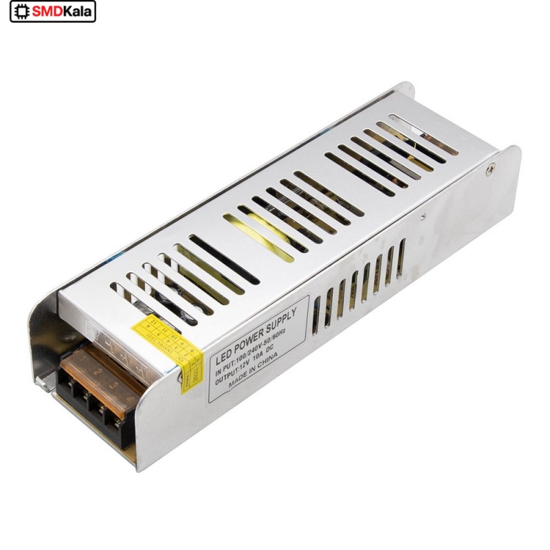 تغذیه سوئیچینگ فلزی 12 ولت 10 آمپر 12V-10A باریک Slim