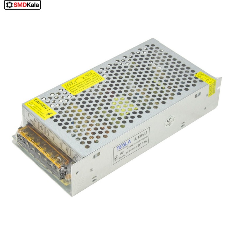 تغذیه سوئیچینگ فلزی 12 ولت 10 آمپر 12v-10A مارک TESLA
