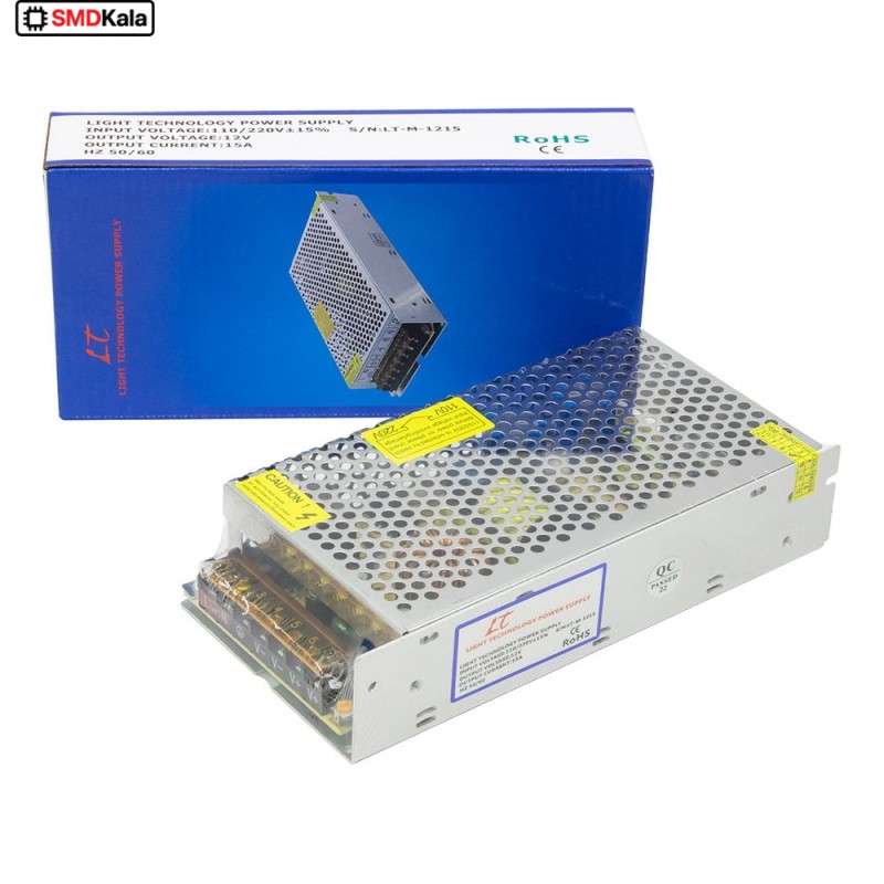 تغذیه سوئیچینگ فلزی 12 ولت 15 آمپر 12v-15A مارک LT
