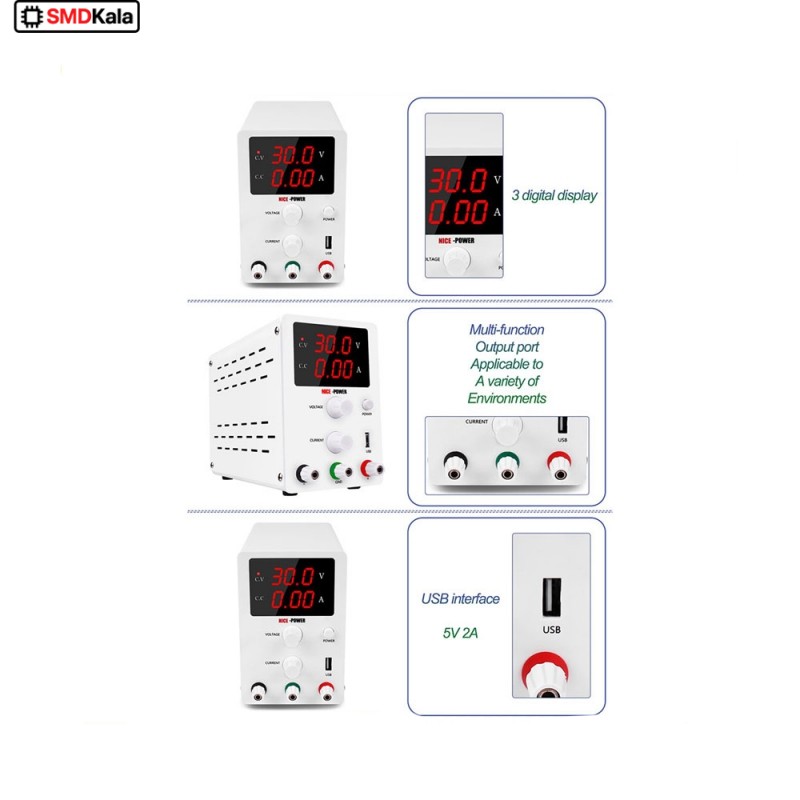 منبع تغذیه دیجیتال 0 تا 30 ولت 10 آمپر NICE-POWER مدل R-SPS3010