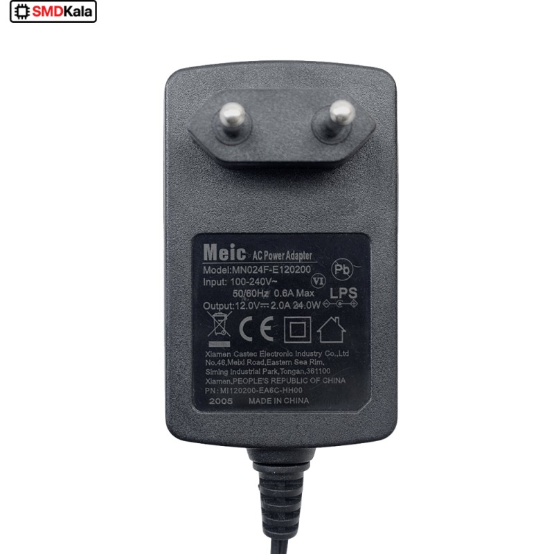 آداپتور 12 ولت 2 آمپر دیواری 12V-2A مارک Meic