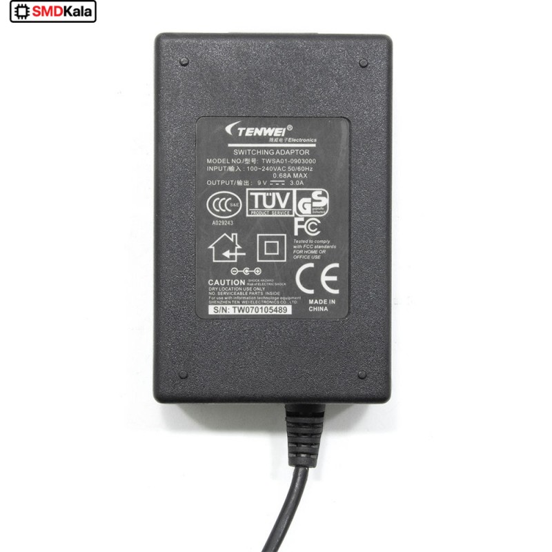 آداپتور 9 ولت 3 آمپر بین راهی 9V-3A مارک TENWEI