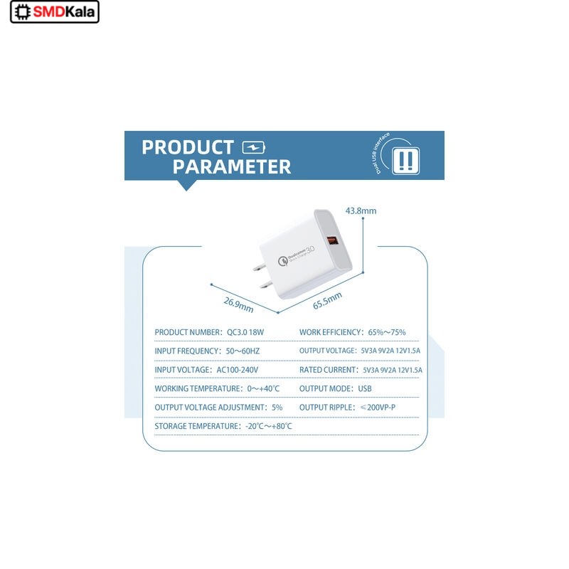 شارژر USB فست شارژ Qualcomm QC3.0 مدل AH-0004