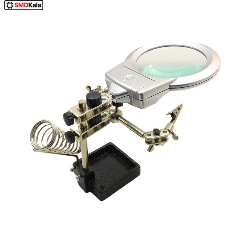 گیره مونتاژ ذره بین دار به همراه پایه هویه مدل JM508-A