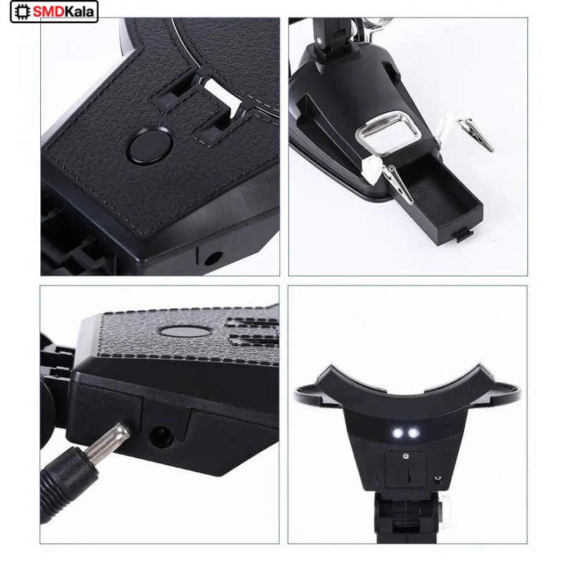 گیره مونتاژ ذره بین دار به همراه پایه هویه و نگهدارنده سیم لحیم مدل TH-7027
