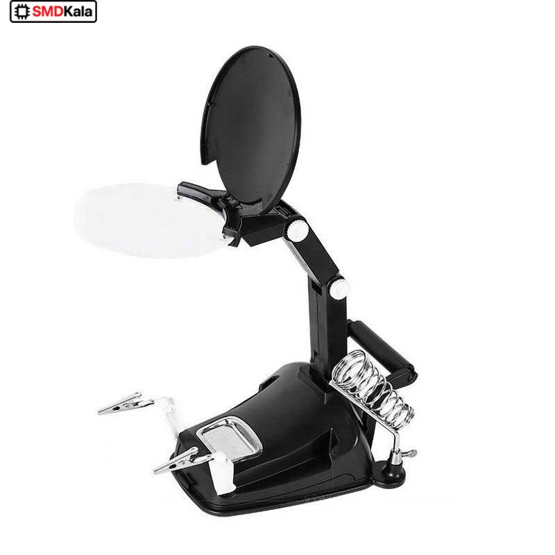 گیره مونتاژ ذره بین دار به همراه پایه هویه و نگهدارنده سیم لحیم مدل TH-7027