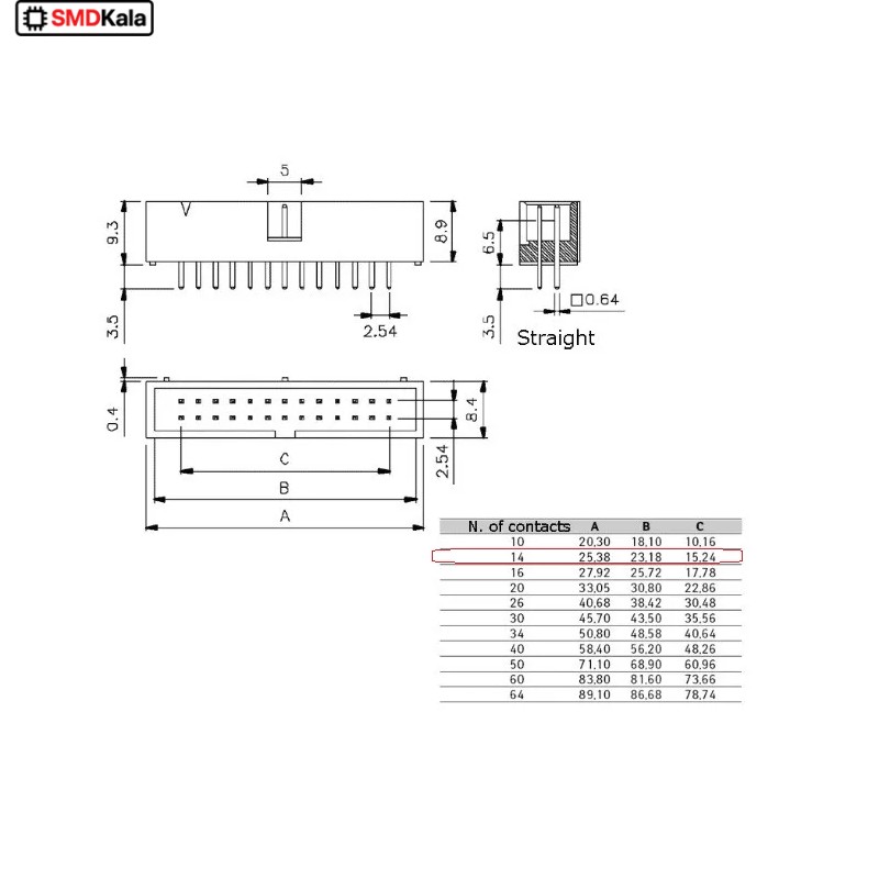 باکس هدر Box 14pin 2X7