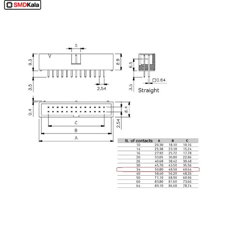 باکس هدر Box 34pin 2X17