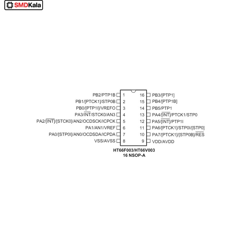 میکروکنترلر HT66F003 مارک HOLTEK پکیج SOP-16
