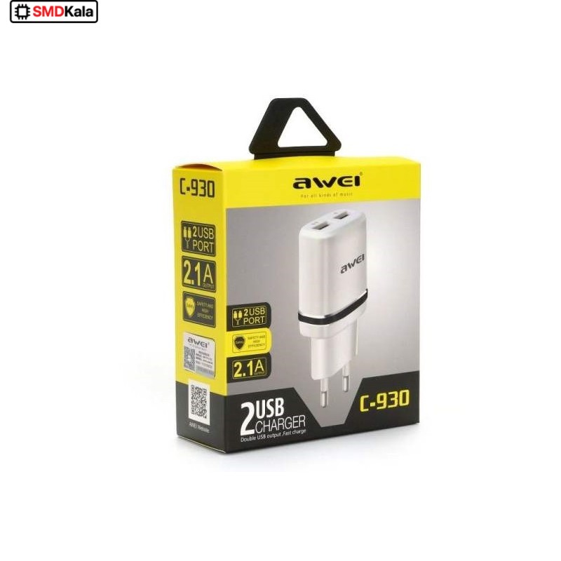 شارژر 5 ولت 2.1A آوی AWEI با دو خروجی USB مدل C-930