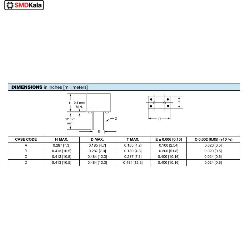 خازن تانتال DIP 15uF / 40V پکیج C