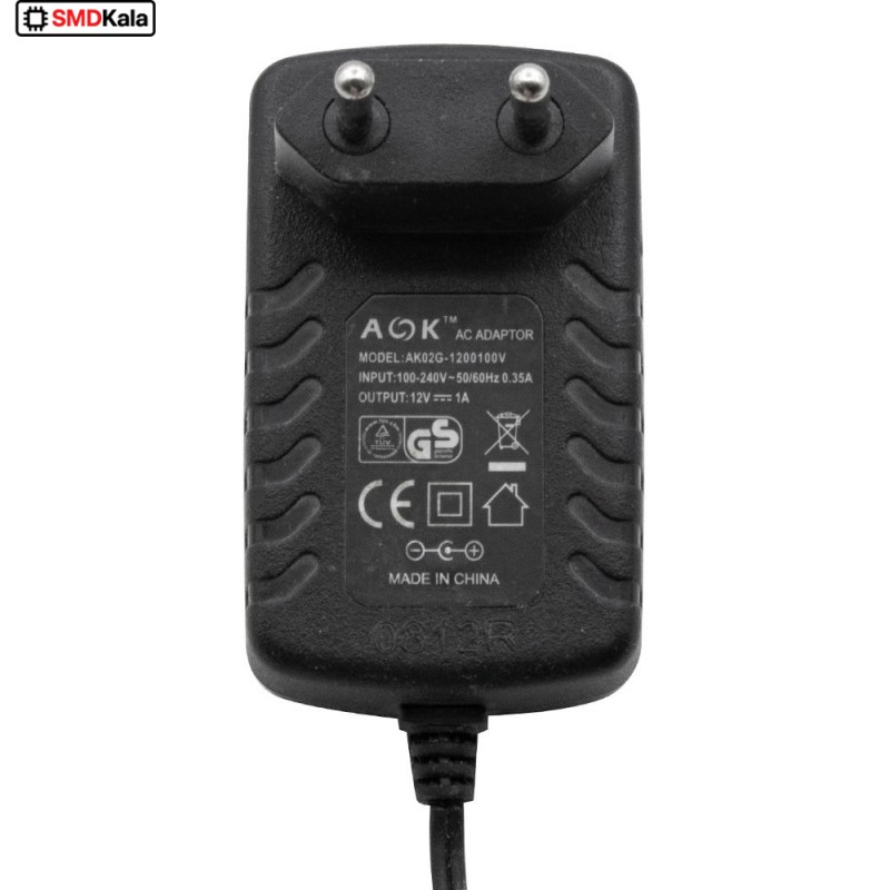 آداپتور 12 ولت 1 آمپر دیواری 12V-1A سرفیش سوزنی مارک AOK