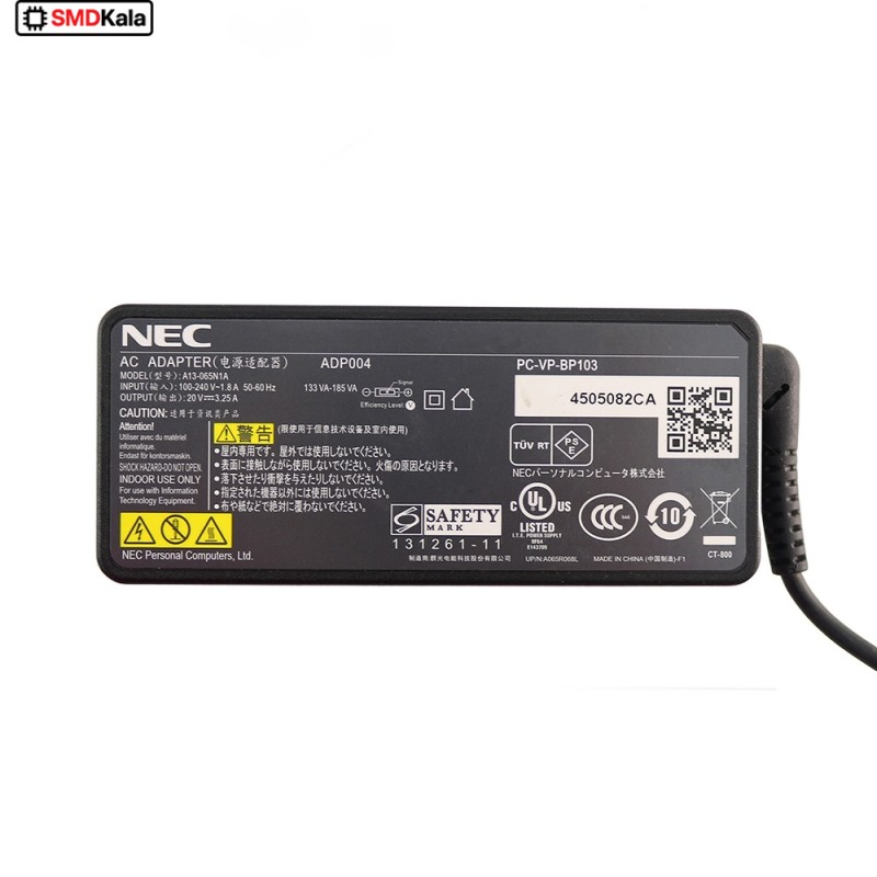 آداپتور لپ تاپی 20 ولت 3.25 آمپر بین راهی 20V-3.25A مارک NEC