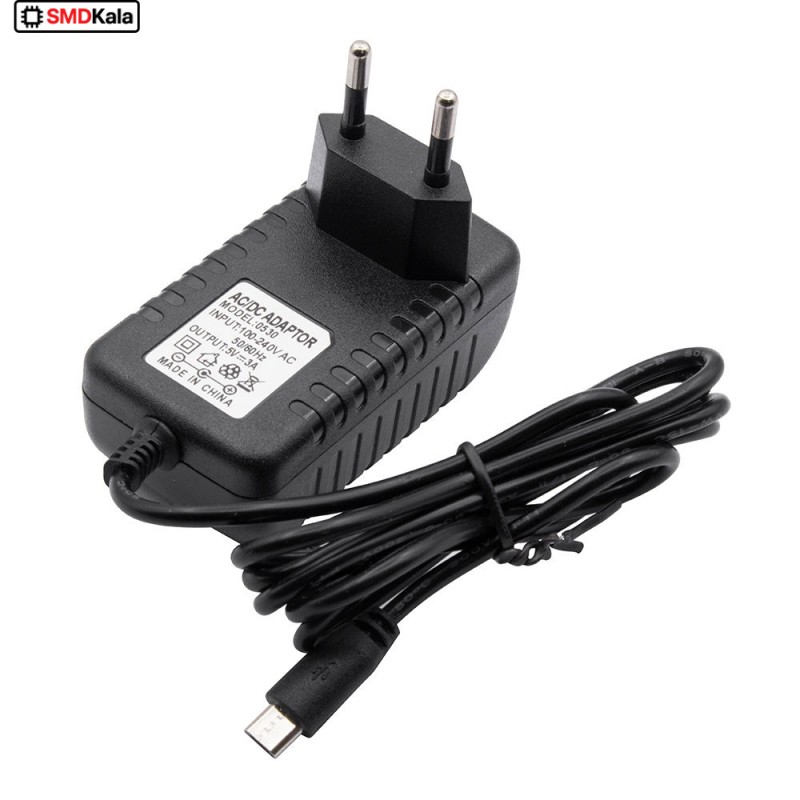 آداپتور 5 ولت 3 آمپر دیواری 5v-3A خروجی Micro USB