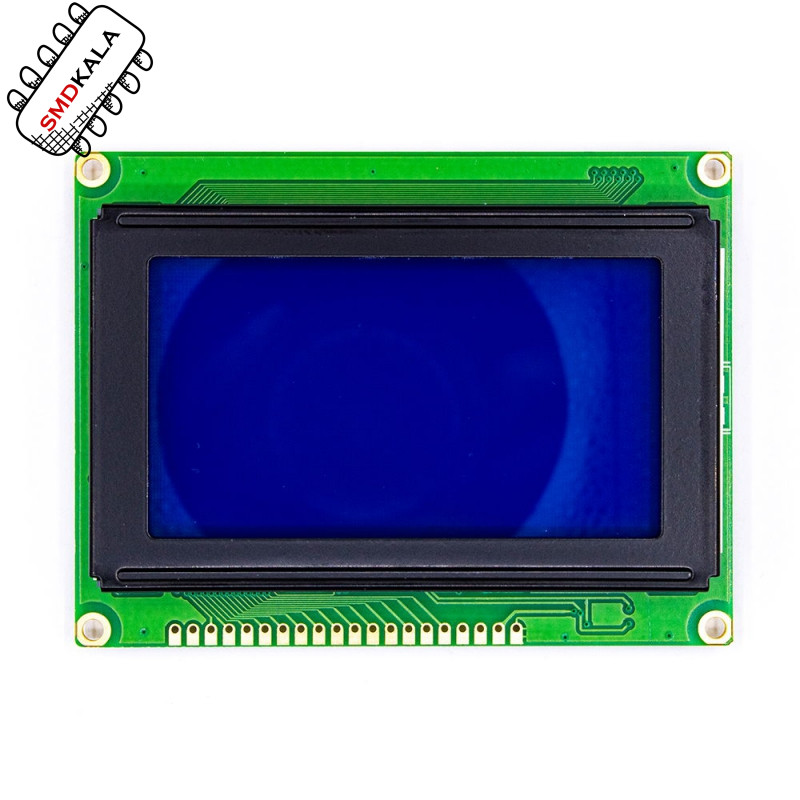 نمایشگر GLCD 64x128 گرافیکی بک لایت آبی با درایور KS108 فریم بزرگ