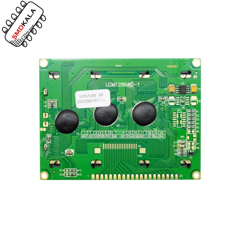 نمایشگر GLCD 64x128 گرافیکی بک لایت سبز با درایور KS108 فریم بزرگ