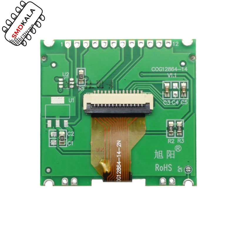 نمایشگر GLCD 64x128 گرافیکی 1.9 اینچی SPI بک لایت آبی