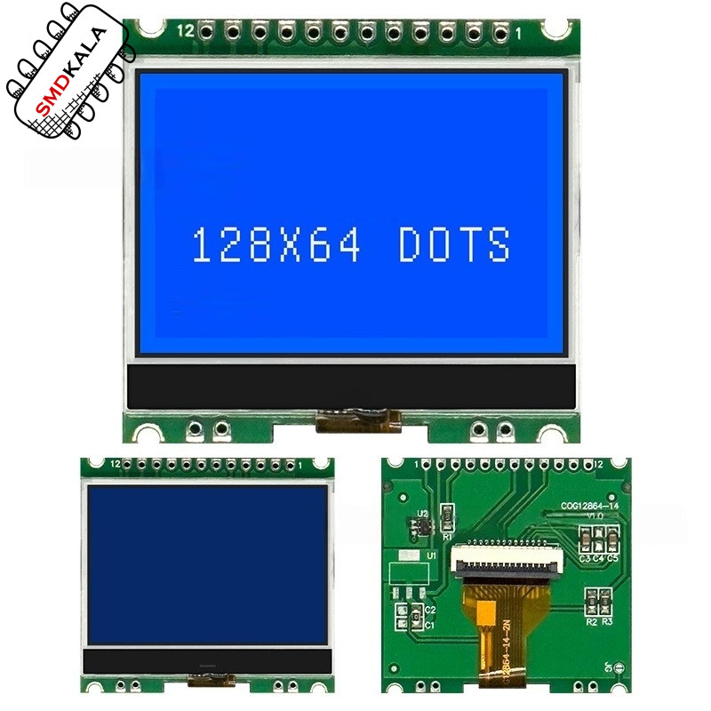 نمایشگر GLCD 64x128 گرافیکی 1.9 اینچی SPI بک لایت آبی