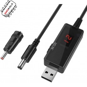 کابل USB افزاینده ولتاژ DC با خروجی 9V و 12V به همراه نمایشگر