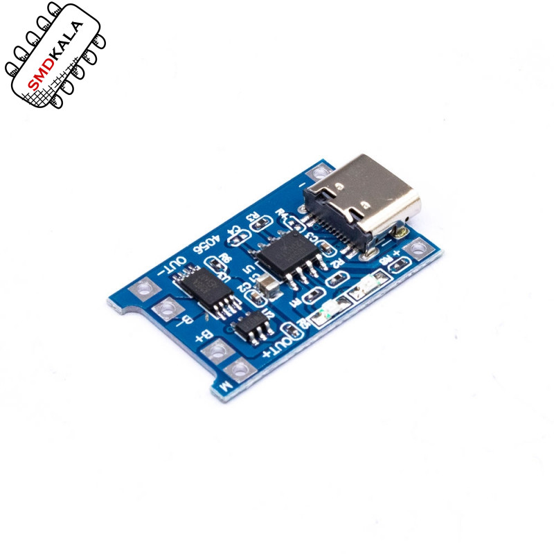 ماژول شارژر باتری لیتیومی 1 آمپر TP4056 دارای محافظ با ورودی USB TYPE-C