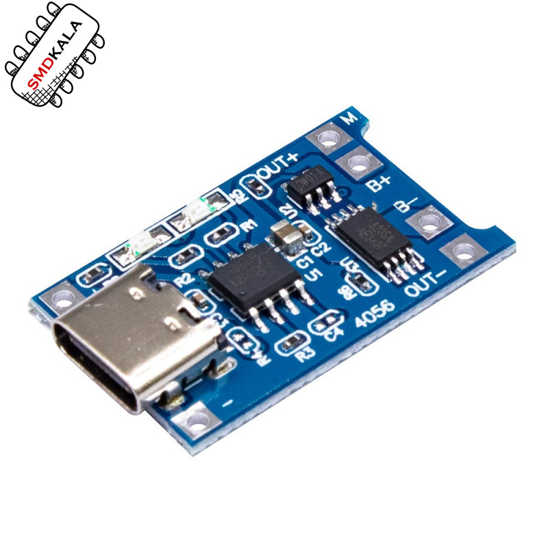 ماژول شارژر باتری لیتیومی 1 آمپر TP4056 دارای محافظ با ورودی USB TYPE-C