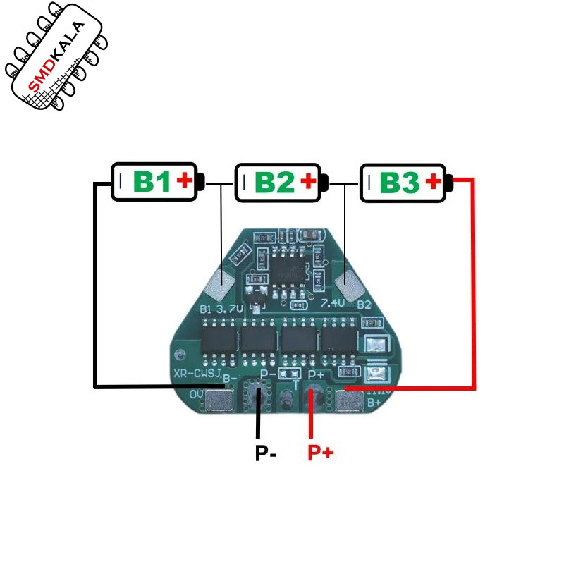 ماژول شارژ و دشارژ BMS باتری لیتیومی 3 سل 10 آمپر مدل XR-CWSJ