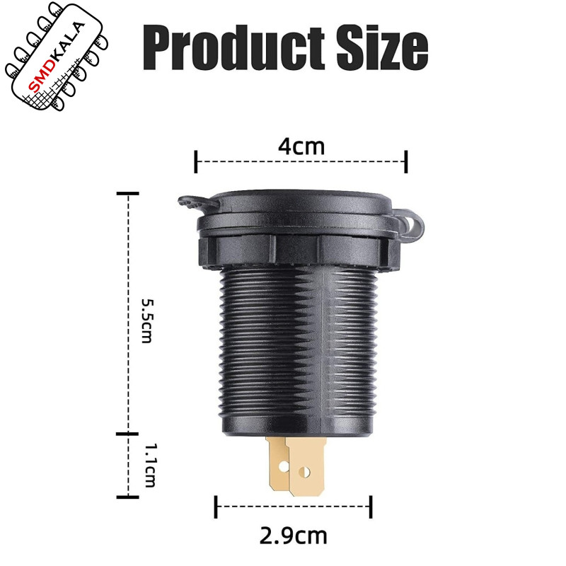 شارژر USB خودرویی روپنلی گرد QC3.0 + Type-C با کلید ON/OFF و نشانگر ولتاژ