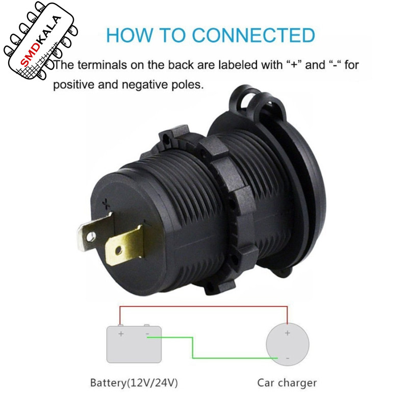 شارژر USB خودرویی روپنلی گرد QC3.0 + Type-C با کلید ON/OFF و نشانگر ولتاژ