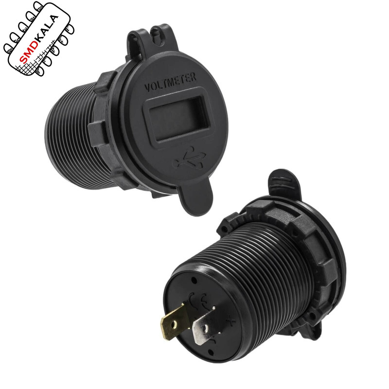 شارژر USB خودرویی روپنلی گرد قرمز دو خروجی فست شارژ QC3.0 با نشانگر ولتاژ