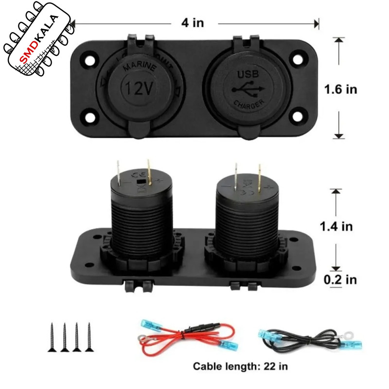 شارژر USB خودرویی روپنلی دوبل فندکی و دو خروجی فست شارژ QC3.0 با ON/OFF لمسی