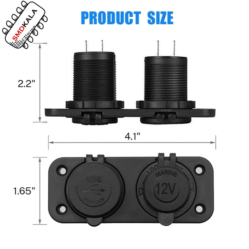 شارژر USB خودرویی روپنلی دوبل فندکی و دو خروجی فست شارژ QC3.0 با ON/OFF لمسی