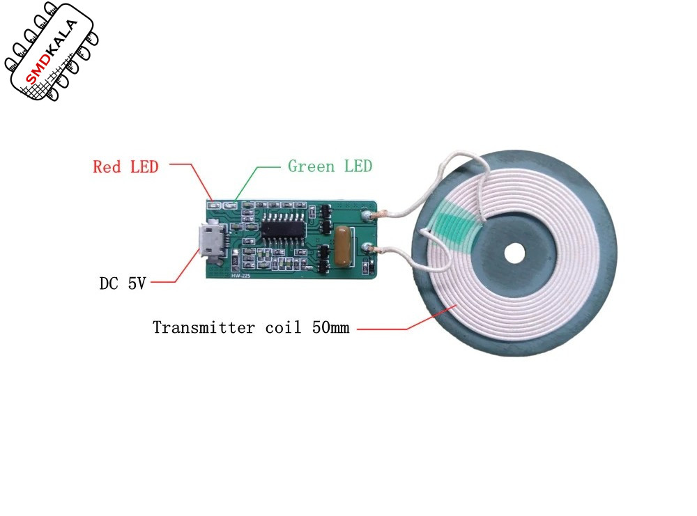 ماژول شارژر وایرلس 5W مدل HW-225 به همراه صفحه کویل شارژ