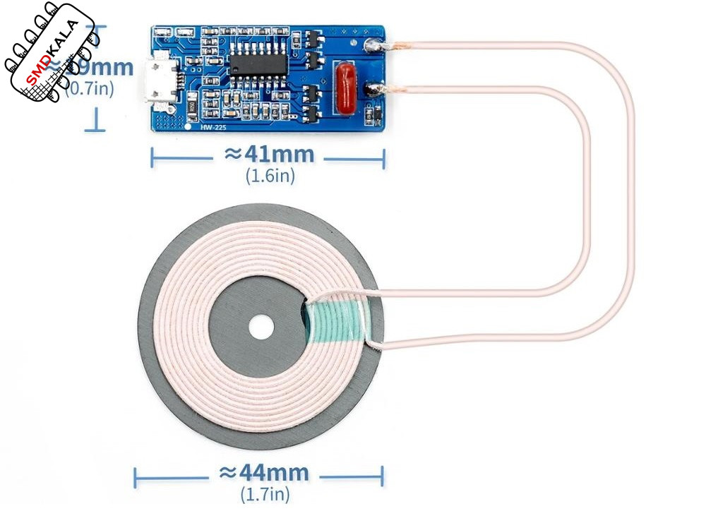 ماژول شارژر وایرلس 5W مدل HW-225 به همراه صفحه کویل شارژ