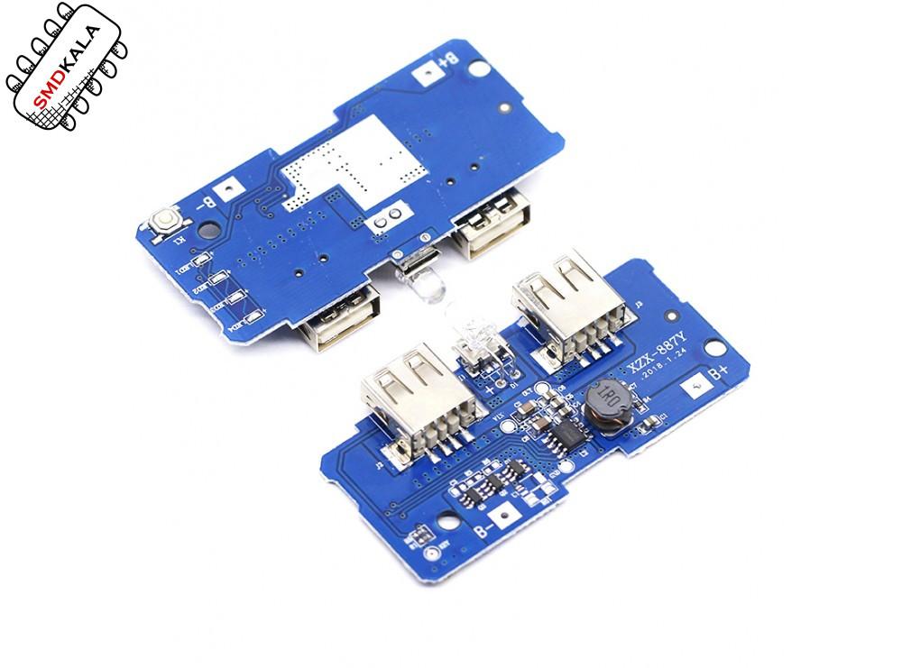 ماژول ساخت پاوربانک دارای دو خروجی 5V 1A - 2A USB