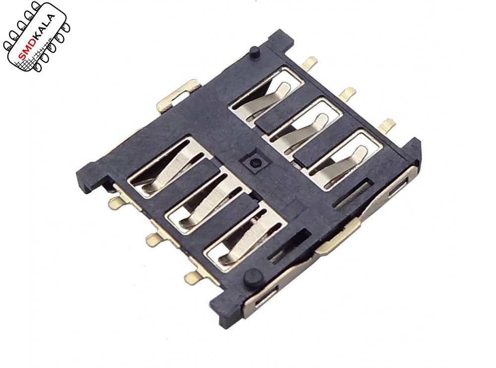 سوکت سیم کارت نانو 6PIN پلاستیکی با هولدر فلزی