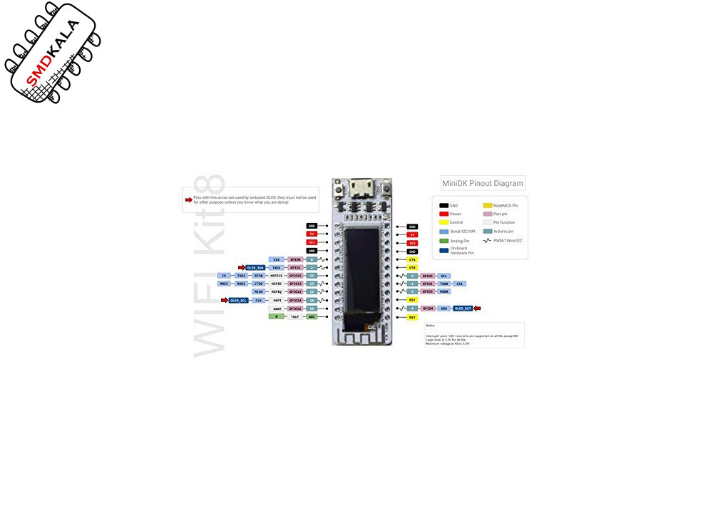 برد توسعه TTGO ESP8266 با نمایشگر 0.91 اینچ OLED