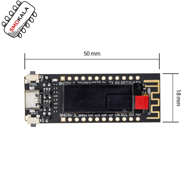 برد توسعه TTGO ESP8266 با نمایشگر 0.91 اینچ OLED