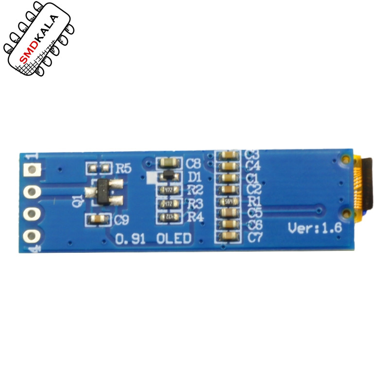 ماژول نمایشگر OLED تک رنگ 0.91 اینچ دارای ارتباط I2C و چیپ درایور SSD1306