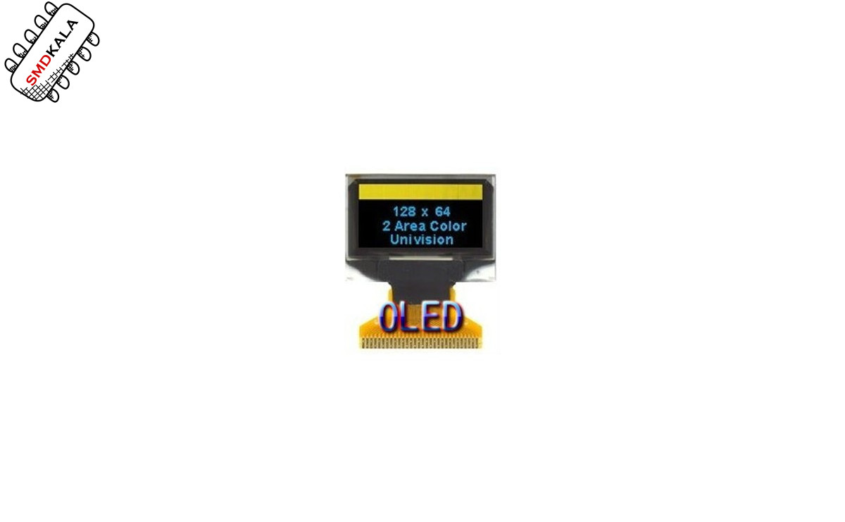 OLED 128x64 0.96 inch دو رنگ زرد-آبی