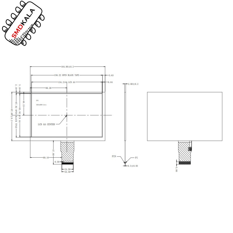 نمایشگر صنعتی LCD 7 inch رنگی IPS رزولیشن بالا مدل T7S150B